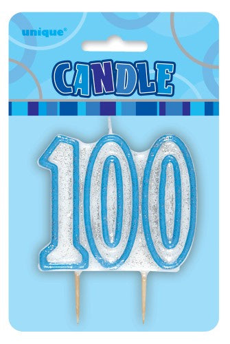 Glitz Blue Number Candle 100
