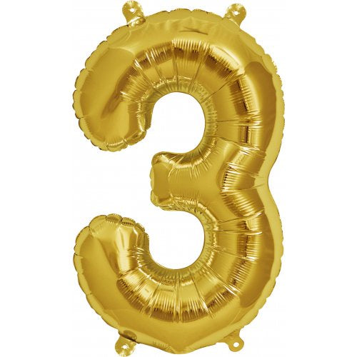Foil Number Balloon 16"(40cm) Air Filled Only Gold 3