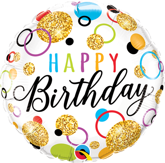 BIRTHDAY GLITTER DOTS FOIL BALLOON 18"