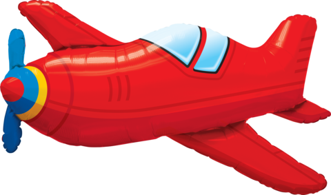 Large Foil Supershape Balloon Red Vintage Airplane 36"