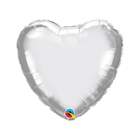 Foil Balloon Solid Colour Heart 46cm (18") Chrome Silver