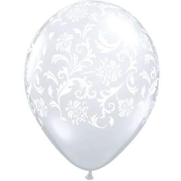 11" Print Damask Clear Latex Balloons Pack Of 50
