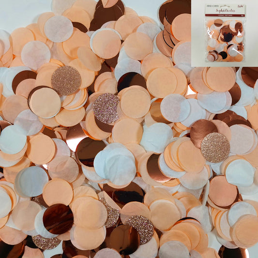 ROSE GOLD MIX CONFETTI 2CM ROUND 20G