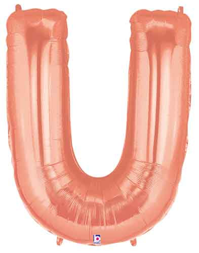 LARGE FOIL Alphabet 34inch BALLOON ROSE GOLD- U
