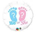 He Or She? Footprints Round Foil Balloon 18"