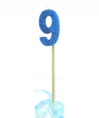 Blue Glitter Long Stick Candle #9