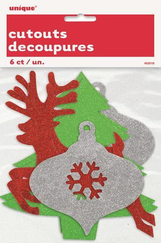 CHRISTMAS 6 MINI GLIT CUTOUTS