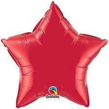STAR RED PLAIN FOIL BALLOON 36"