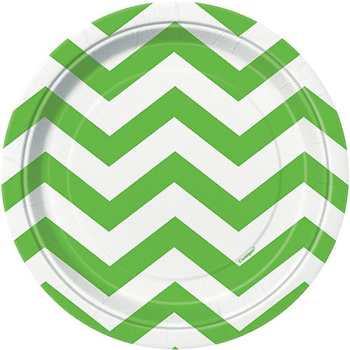 Plates Chevron 7'' Lime Green Pk8