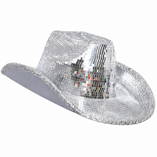 Glass Disco Cowboy Hat – Mirror Tile Festival Hat for Raves, Parties & Costumes