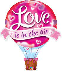 Large Foil Supershape Hot Air Balloon -love Is In The Air 42''(107cm)