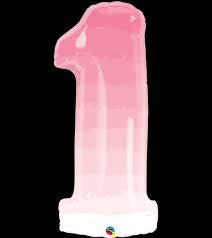 FOIL SUPERSHAPE 38" NUMBER 1 PINK OMBRE