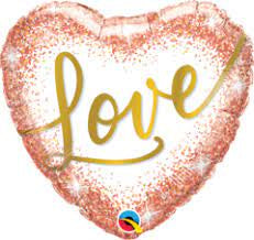 Rose Gold Glitter Dots Love Heart 18''(46cm)
