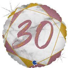#30 Marble Rose Gold 18" Foil Balloon