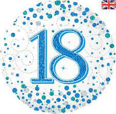 Sparkling Fizz Blue 18th Foil Balloon 18"(45cm)