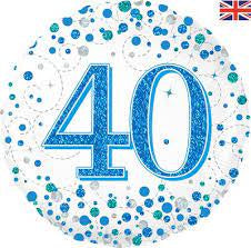 Sparkling Fizz Blue 40th Foil Balloon 18"(45cm)