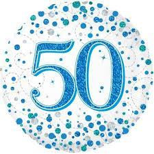 Sparkling Fizz Blue 50th Foil Balloon 18"(45cm)