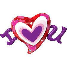 LARGE FOIL SUPERSHAPE I HEART U SCRIPT 46''(117CM)