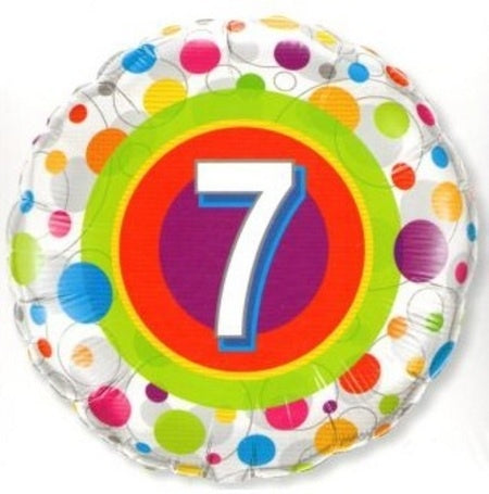 Foil Balloon 18"(45cm) Age 7 Colorful Dots