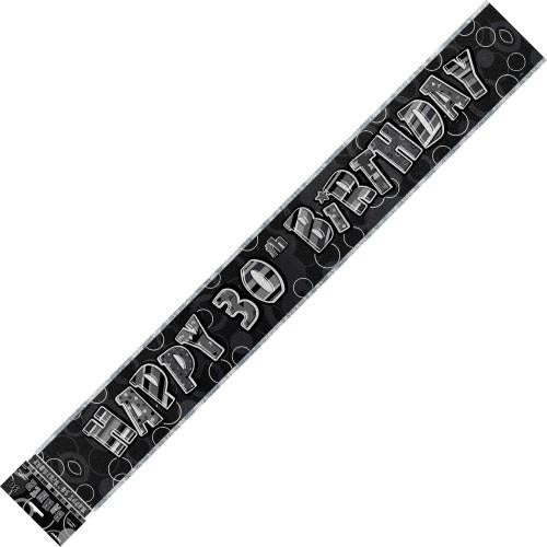 Glitz Black And Silver Foil Banner 30th Birthday