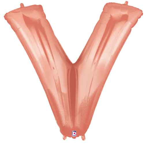 Large Foil Alphabet 34inch Balloon Rose Gold- V