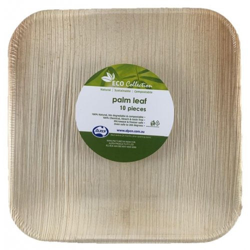 PALM LEAF SQUARE PLATE 8" PACK OF 10