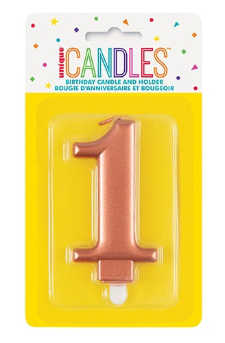 Metallic Rose Gold Birthday Candle - Number 1