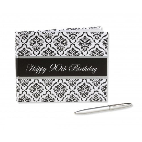 90th Birthday Guest Book Damask