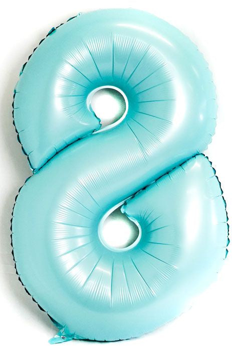 Large Foil Balloon 40"(100cm) Number 8 Light Blue
