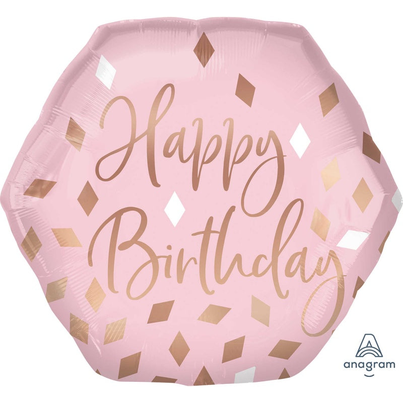 Blush Happy Birthday Large Foil Supershape Balloon 58cm