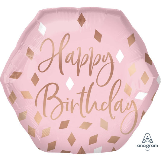 Blush Happy Birthday Large Foil Supershape Balloon 58cm