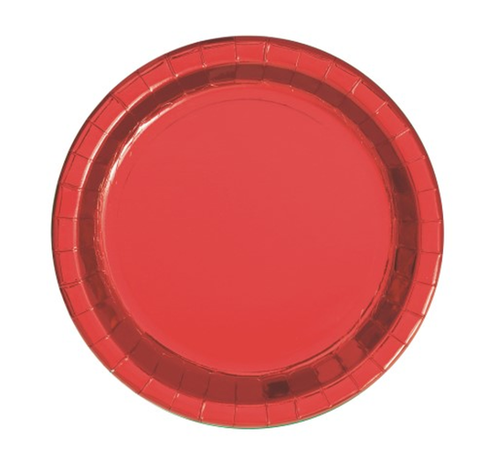 Red Foil Plates 9" Pack Of 8