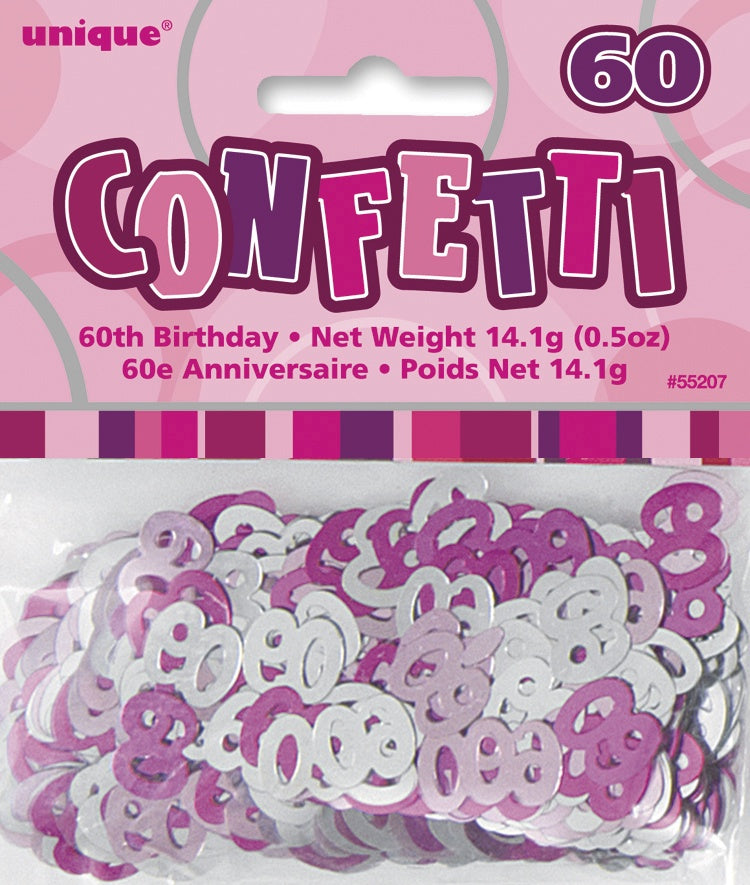60TH Birthday Scatters Silver and Pink