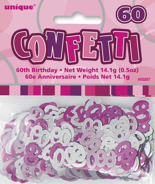 60TH Birthday Scatters Silver and Pink