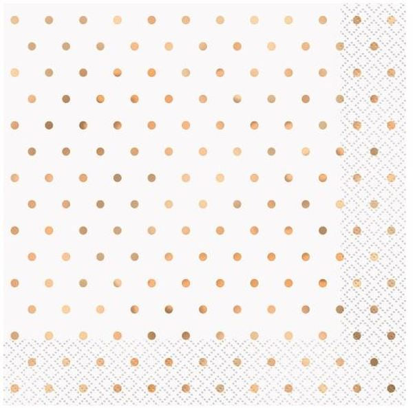Rose Gold Foil Dots Lunch Napkins Pack Of 16