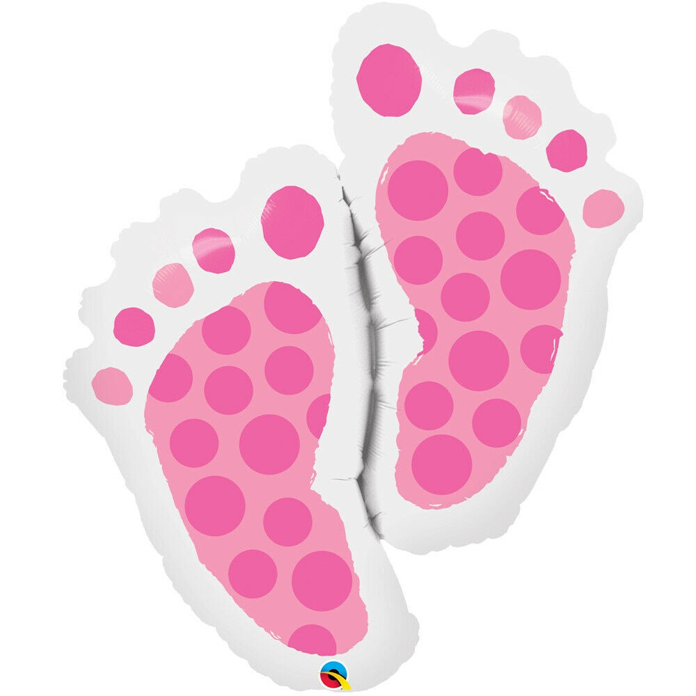 LARGE FOIL SUPERSHAPE BALLOON 35"(89CM) BABY FEET PINK