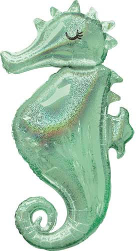 Large Foil Supershape Balloon 38" Holo Mermaid Wishes Seahorse