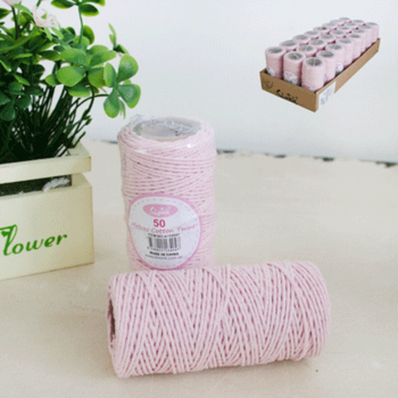50 Metres Cotton Twine Pink