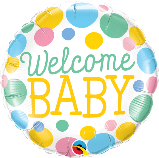 Round Welcome Baby Dots Foil Balloon 18"
