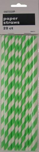 Lime Green Stripes Paper Straws Pack Of 20