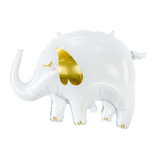 Party Deco Foil Shape Matte White Elephant with Gold Detail83cm x 58cm