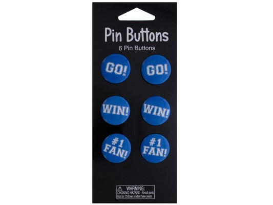 Pin Buttons Blue Pack Of 6