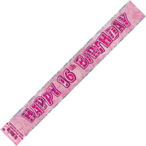 Glitz Pink Foil Banner 16th Birthday