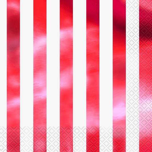 Red Foil Stripes Lunch Napkins