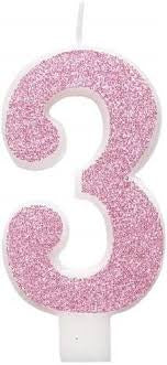 NUMERAL CANDLE 3 - PINK