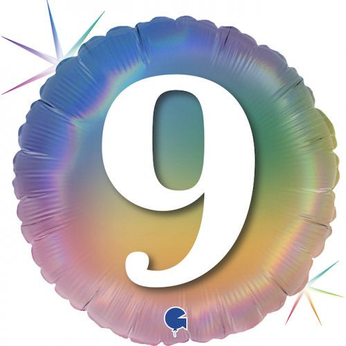 #9 Pastel Rainbow 18" (45cm) Round Foil Balloon