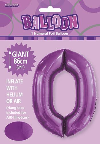 LARGE FOIL NUMBER BALLOON 34"(86CM) PURPLE 0