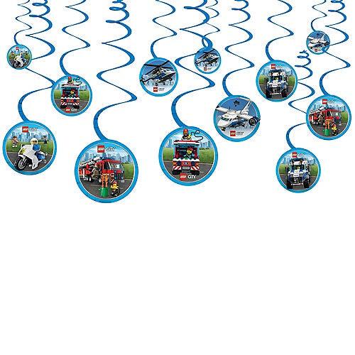 Lego City Hanging Swirl Decorations Pack Of 12