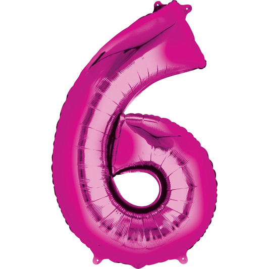 Large Foil Number Balloon 34"(86cm) Hot Pink 6