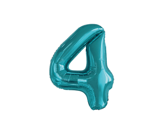 Large Foil Number Balloon 34"(86cm) Caribbean Teal 4